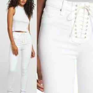 Hudson Bullocks White Skinny Lace Up Jeans Sz 24